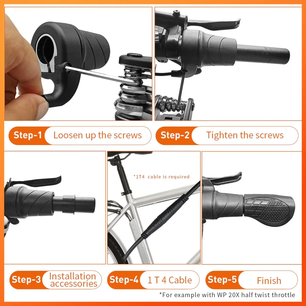 20X Half Twist Throttle Electric Bicycle Right Handle Throttle Waterproof SM Connector for E Bikes or Electric Scooter