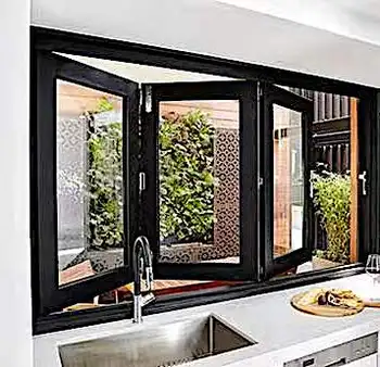 ALUFRONT AS2047 Aluminium Tempered Glass Frameless Folding Window Accordion Bi Fold Window