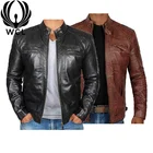 Outdoor Zipper Stand Collar Punk Vintage Male Teenager Ceket Coat Leather Mens Jackets