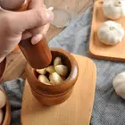 Mortar Old Fashion Wooden Grinder Pounding Garlic Mortar
