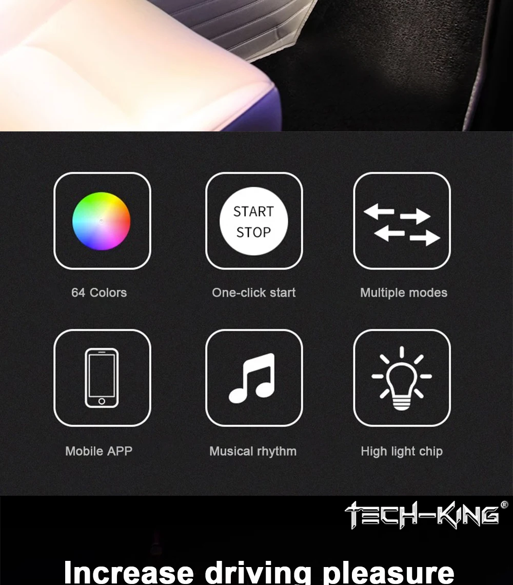 New, automotive fiber optic cold light RGBW 110cm mood lamp, hidden color APP acrylic voice-controlled music mood lamp