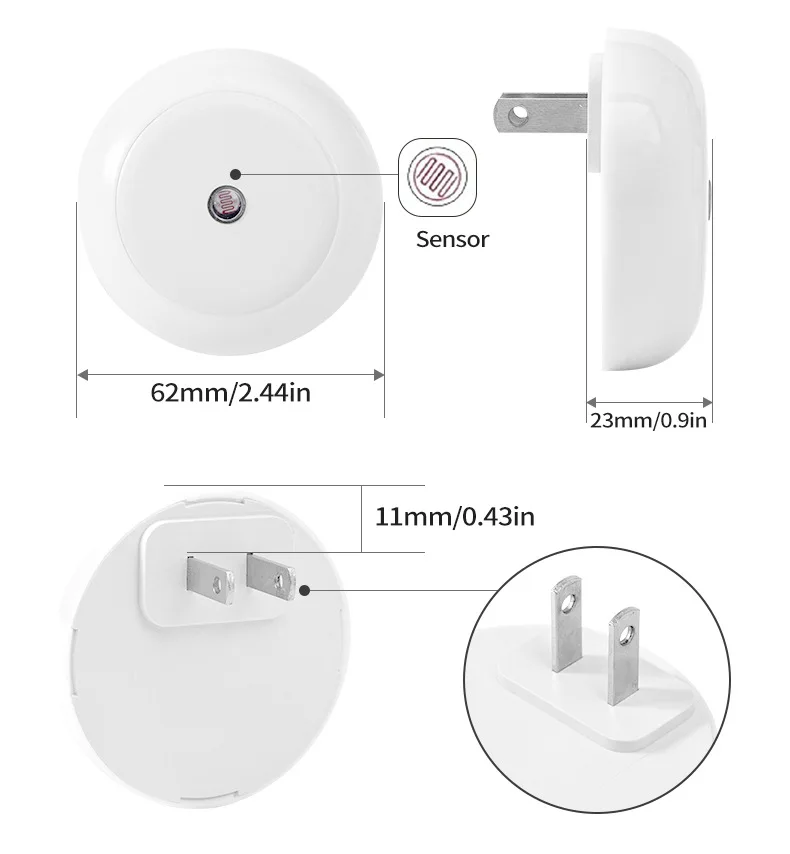 Bedroom Hallway Bathroom Kitchen Kids Room baby room Dynamic RGB Bedroom LED Nightlight Sensor Plug In Night Lamp light