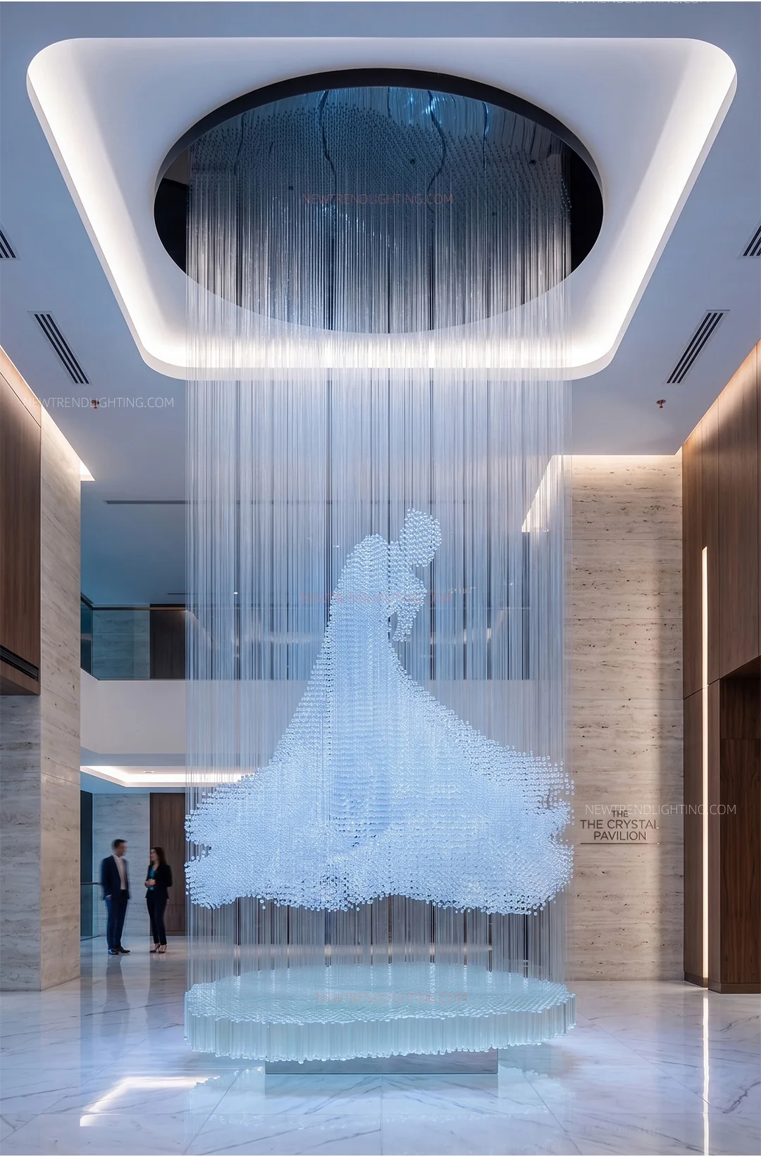 cpl 517 custom sculptural crystal chandelier bespoke led art installation manufacturer for luxury showrooms lobbies-2