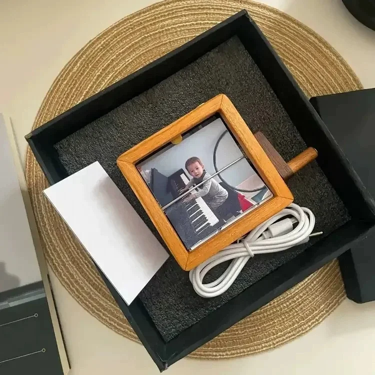 Custom Flip Book Frame Hand Crank Photo Album Personalized Lighted Photo Album Mini Wooden Flip Book for Couple Women Men