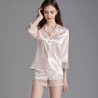 Summer Sleepwear Women Pajamas Sleepwear Summer Pajama Sleepwear With Lace Sleeve Solid Print Pajamas Sets For Women