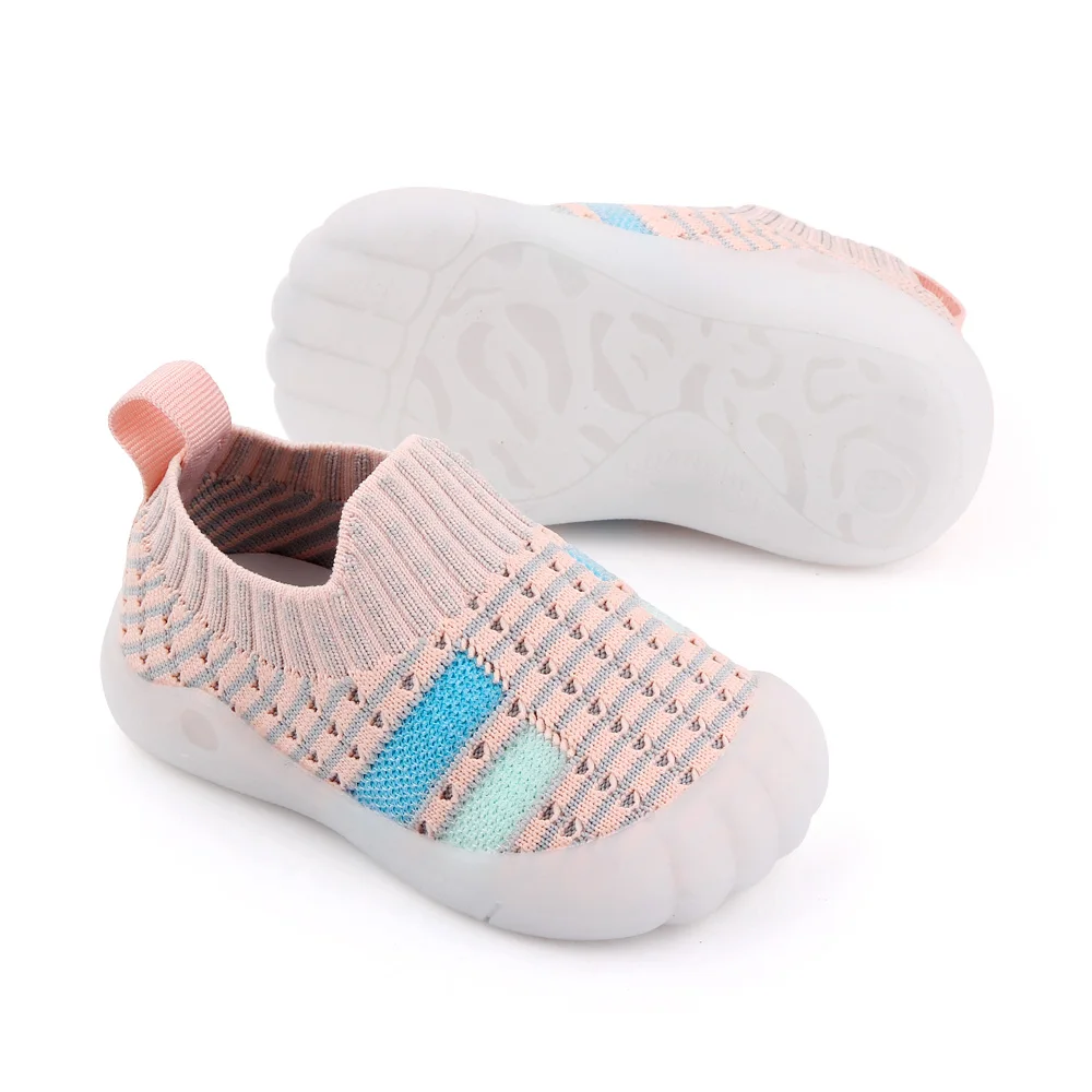 Mesh Breathable Rubber Sole Non-slip Children's Flying Woven Kids Casual Toddler Shoes supplier