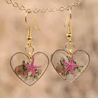 Earrings Resin Fashion Peach Heart Shaped Natural Starfish Earrings Acrylic Clear Resin Starfish Earrings Wholesale