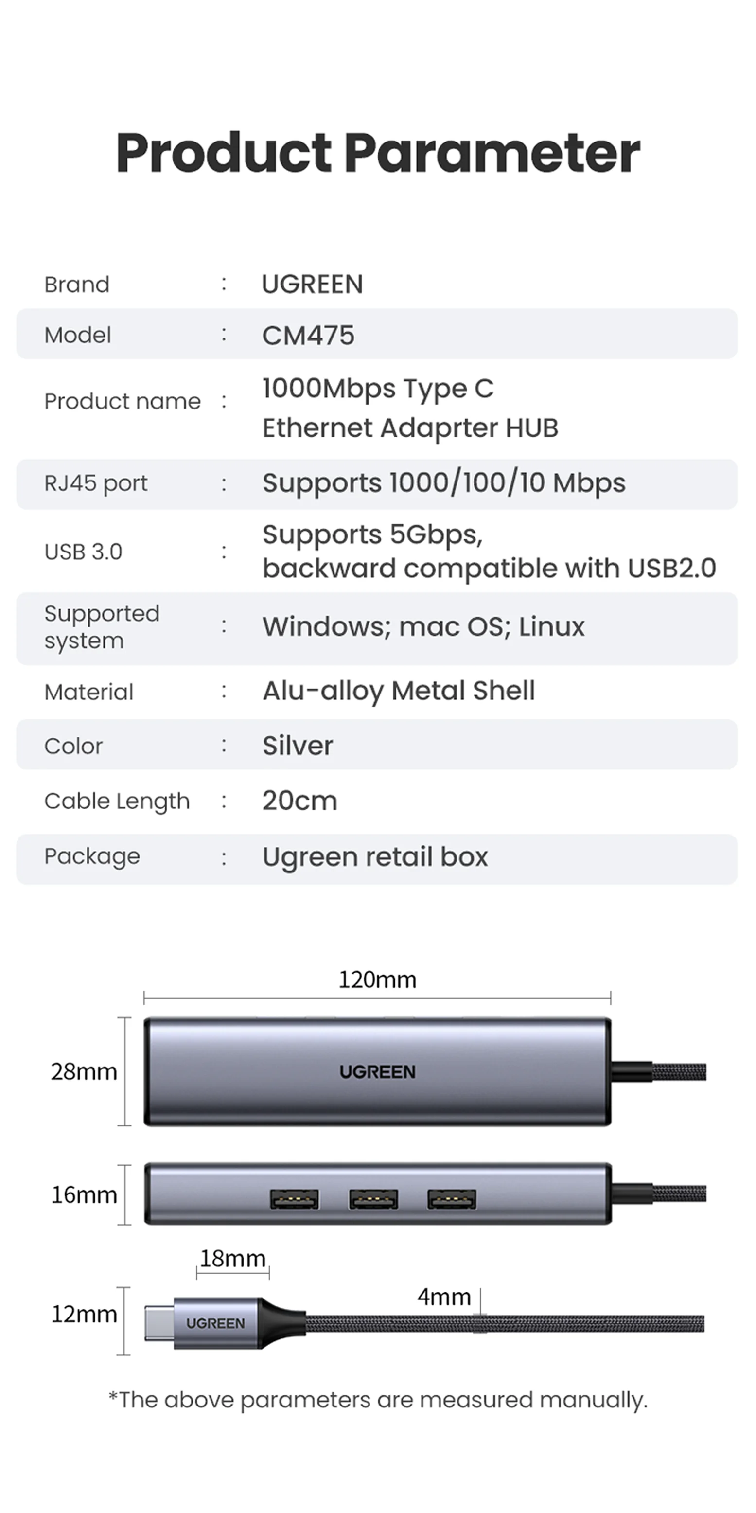 UGREEN USB C HUB 1000Mbps Ethernet HUB USB-C To USB3.0 RJ45 for Laptop  Macbook Accessories Type-C Ethernet Adapter Network Card