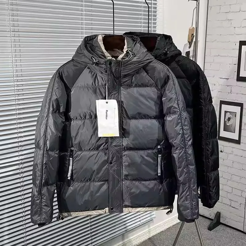 2024 New Design Men's Puffer Jacket Warm Hooded Duck Down Custom Down Puffer Thicken Jacket