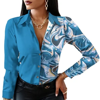 Slim Striped Lapel Long Sleeve Shirt Fashion Tops Casual Office Lady Turn Down Collar Leopard Print Blouse Vintage Women Clothes