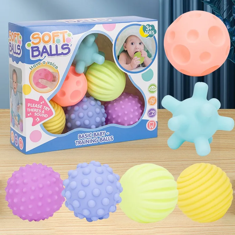 6pcs Youngsters Sensory Balls, Textured Hand Touch Massage Toys, PVC Material, Non-Battery Operated, Assorted Colors
