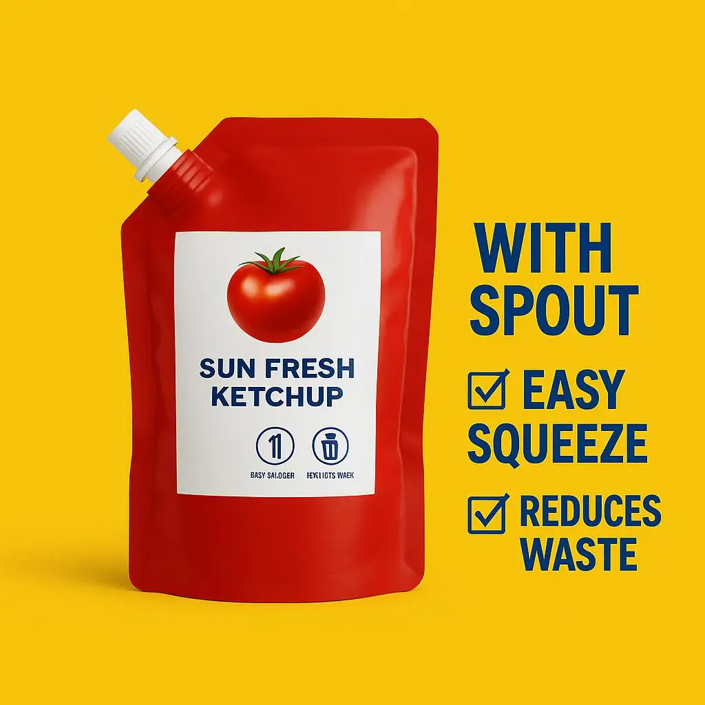 Custom Printed Food Grade Stand up Spout Pouch for Sauce, Ketchup, and Salad Dressing Packaging - detail 5