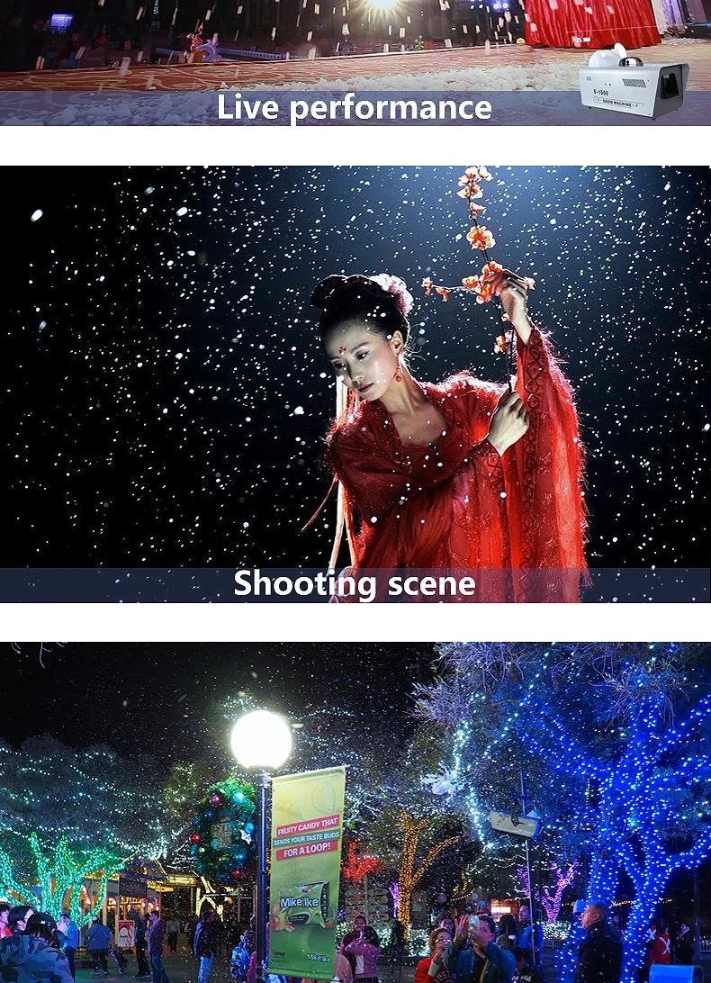 SHTX Small Artificial Snow Making Machine for Stage Christmas Day Party Events Wedding Outdoor 1500W Snowflake Machine Indoor