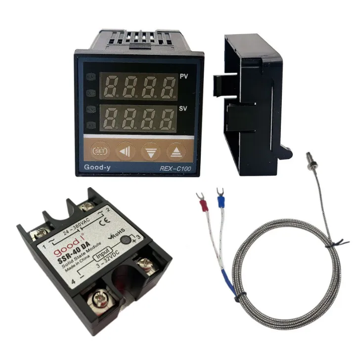 Relay Output REX-C100 PID Thermostat Temperature Controller 100-240VAC with 1m M6 Thread Type K Thermocouple 