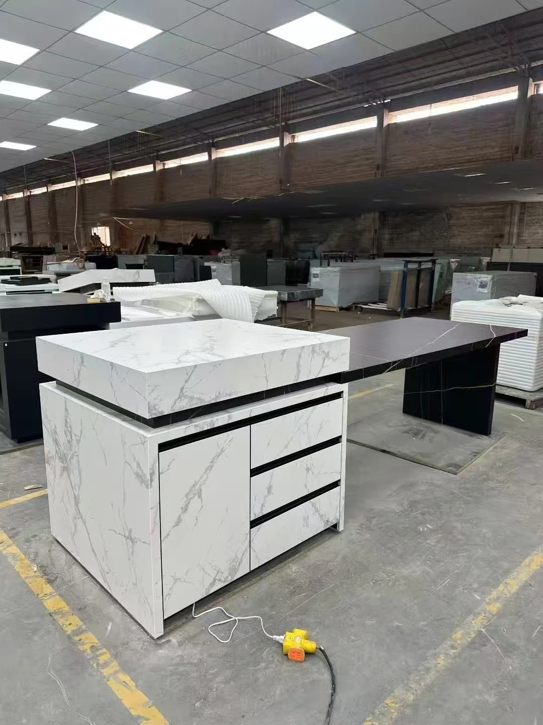 product ydstone light mobile dining table storage integrated kitchen cabinet sintered stone kitchen island counter top-1