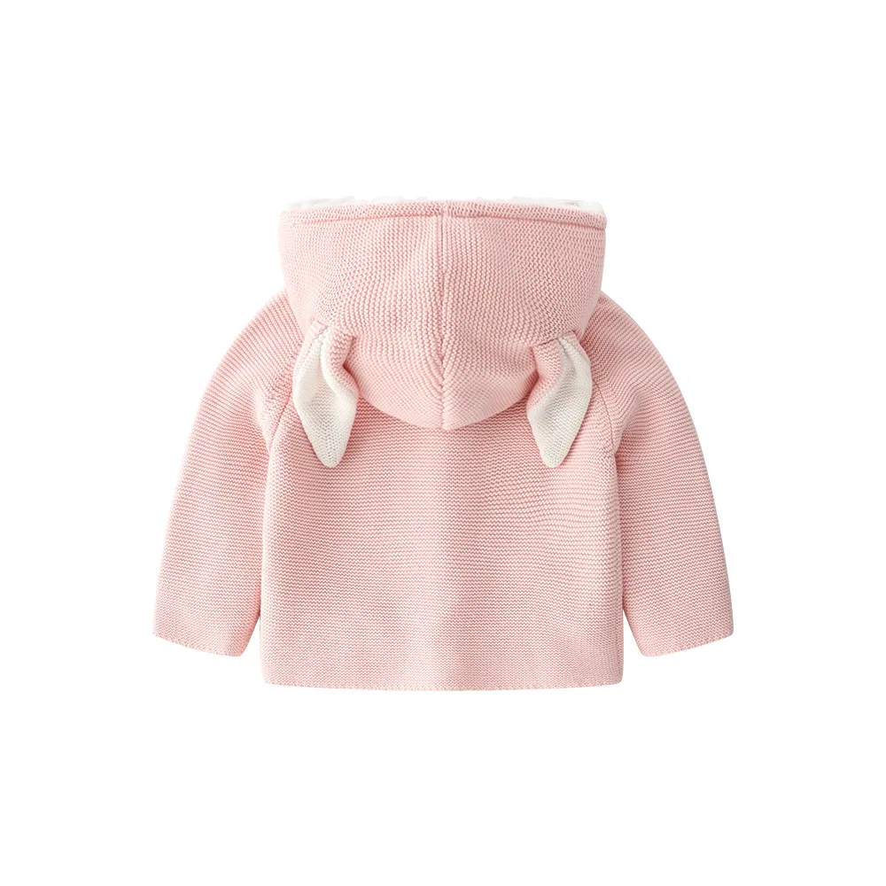 Winter Toddler Coats Newborn Plush Sweaters Infant Knitted Girls Rabbit Ears Cardigan Jacket Clothing Kids Baby Coat with Hat