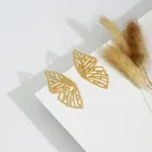 Studs Earring 2021 Copper Gold Plated Studs Hammered Ear Clips Jewelry Wire Double Hollow Butterfly Shaped Earring