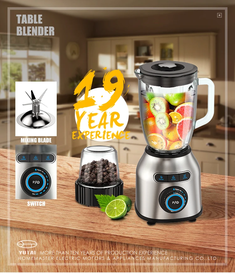 Mélangeur électrique multifonction en acier inoxydable, haute puissance 1800W, pour Smoothie, aliments, fruits et légumes