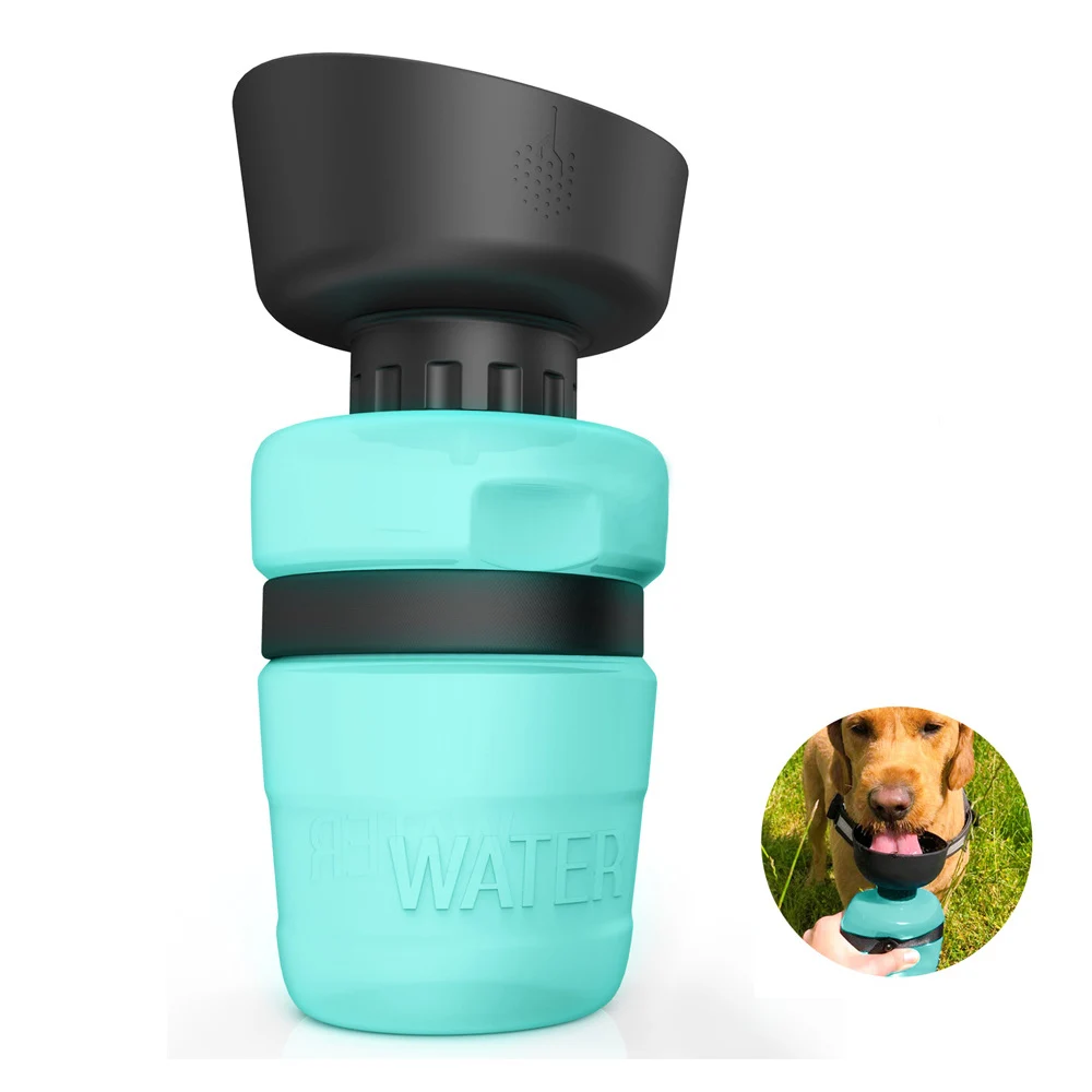 dispensador de agua para mascotas para mascotas plegable adecuado para viajes y senderismo RZKJ Botella de agua portátil para mascotas rosa botella de agua de 520 ml 