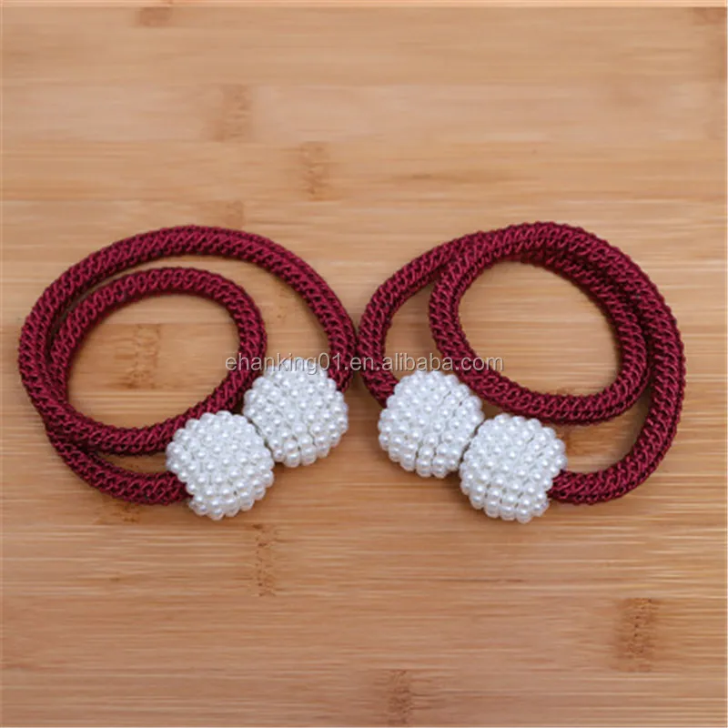 Pearl Magnetic Magnetic Ball Curtain Tie Rope Backs Holdbacks Buckle Clips Accessory Rods Accessoires Hook Holder R1567