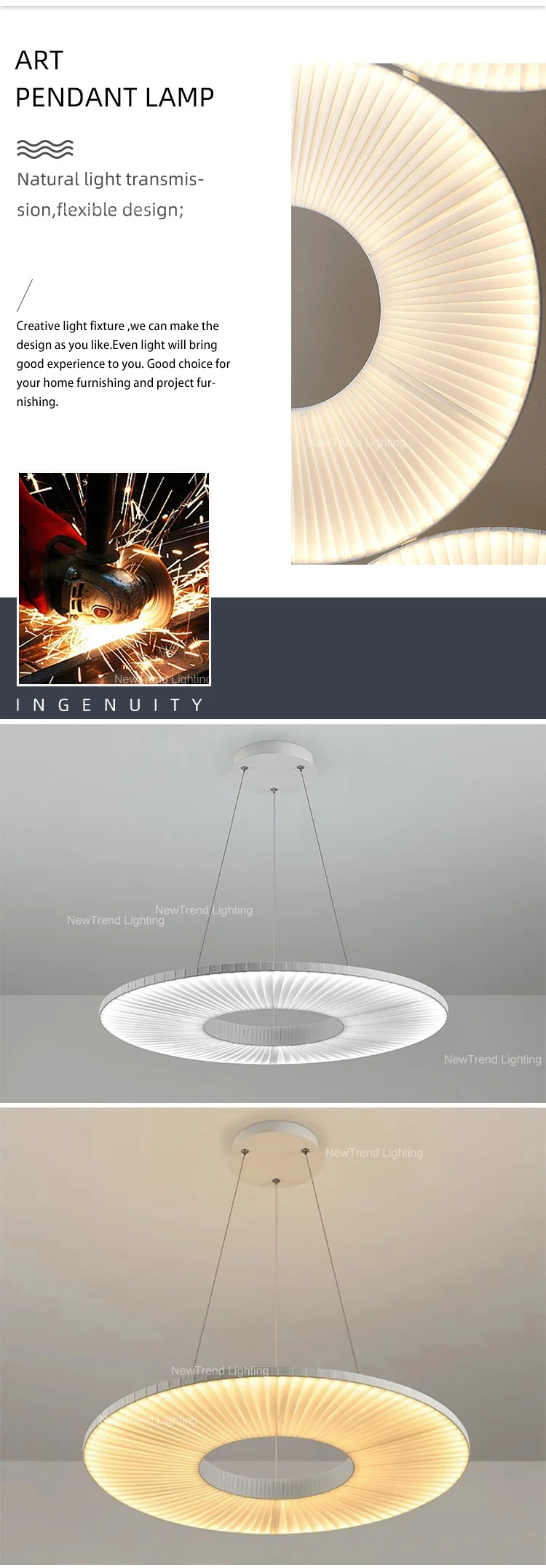 CPL-295 Contemporary Style Indoor Decoration Hanging Fixture Dining Room Living Room Ring LED Pendant Light supplier