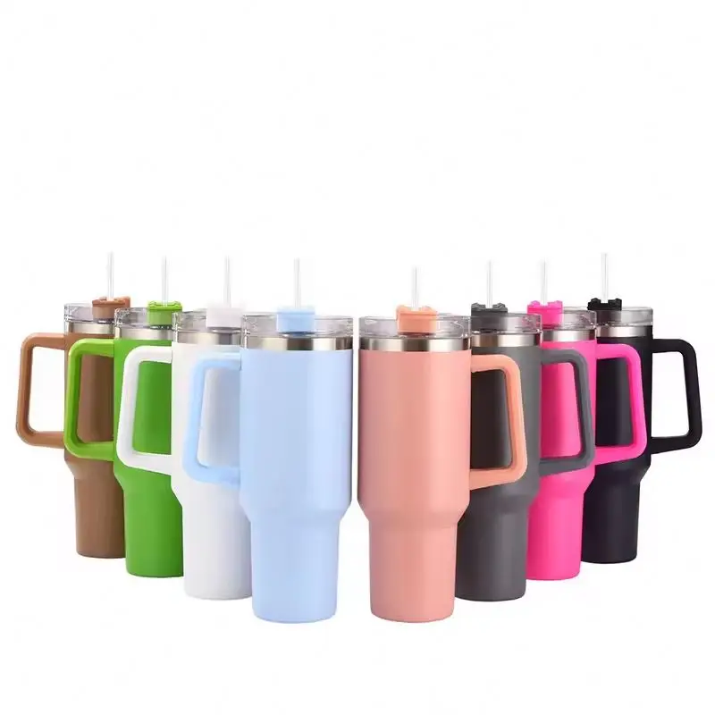 Customized logo 40oz Double Wall Vacuum Insulated Stainless Steel thermos cup with Handle Lid