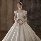 Wedding Dress Ladies Guest Formal Crystal Diamond High Low Lace Bride Ball Gown Luxury Bride Wedding Dress