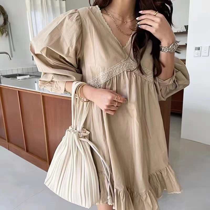 Buy Grosir Casual V Neck Puff Sleeve 