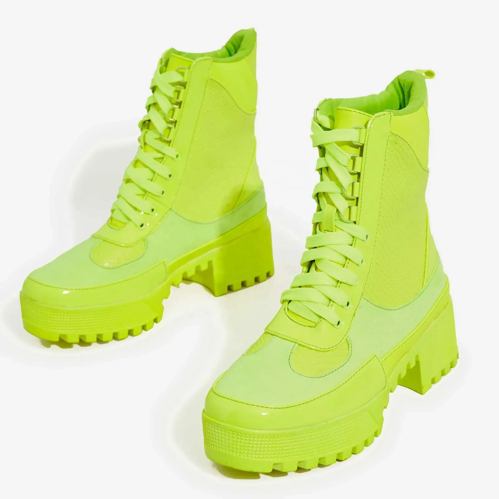 lime green fur boots