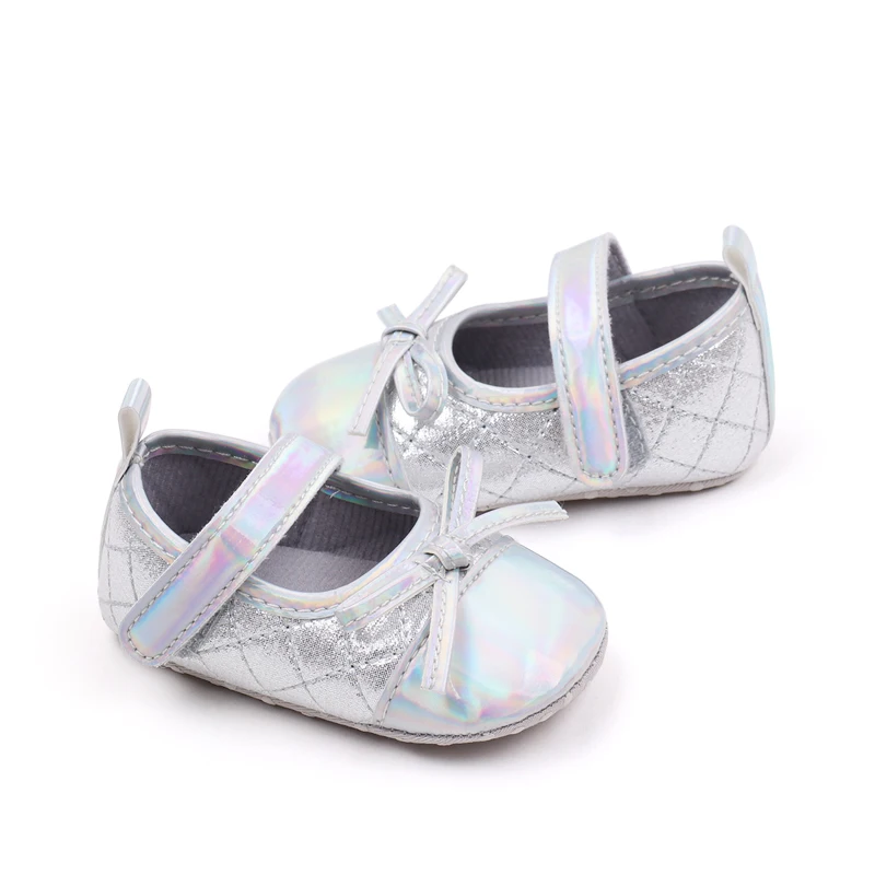 New Spring and Autumn Bright Face Diamond Check Bow Soft Soled Baby Shoes for Girls manufacture