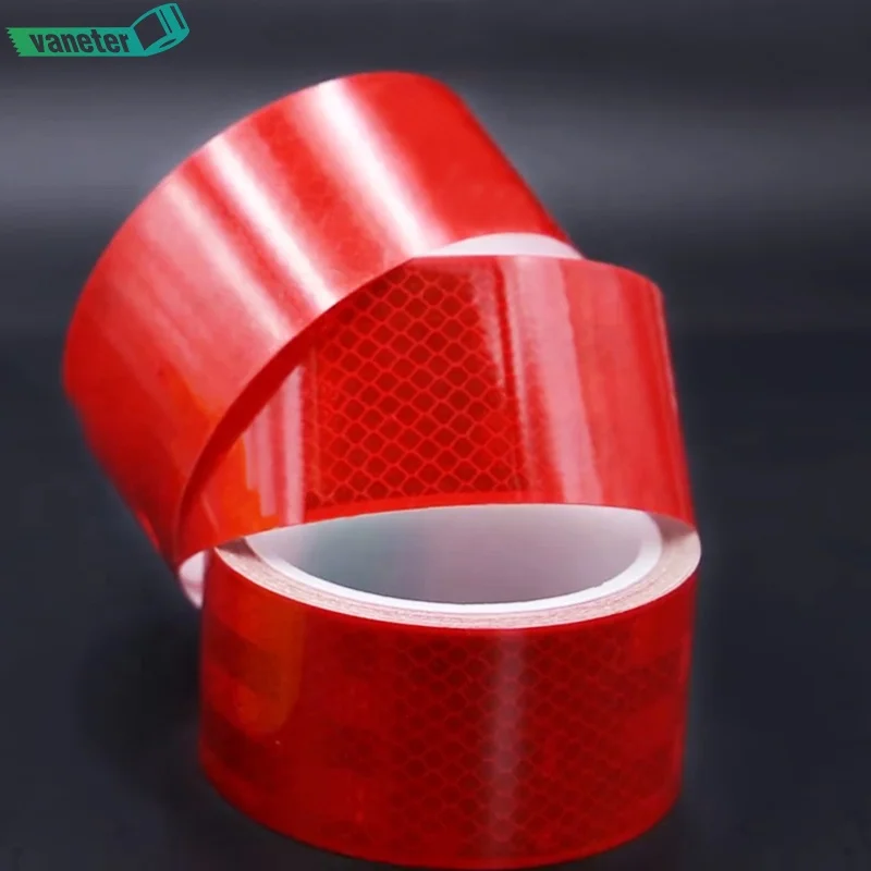 50mm Hi-Vis Red Reflective Tape Self-Adhesive for Cars Barrier Truck Trailer 