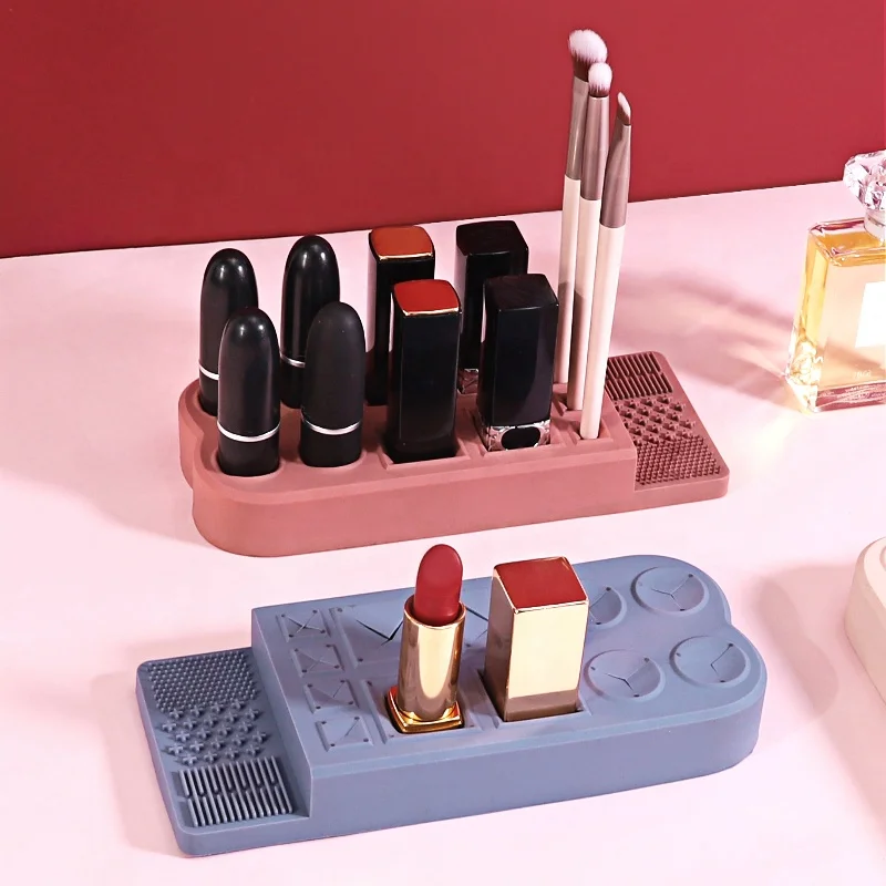 2024 Fashion Cosmetic Makeup Storage Box Silicone Makeup Brush Holder Organizers Silicone Lipstick Holder Case