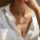Jewelry Punk Necklace For Women Men Hand Jewelry Big Screw Lock Heavy Gold Plated Stainless Steel Chain Necklace Set