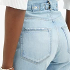Jeans DiZNEW Custom Fashion Jeans Straight Leg High Waist Women Plus Size Washed Denim Raw Edge Pants