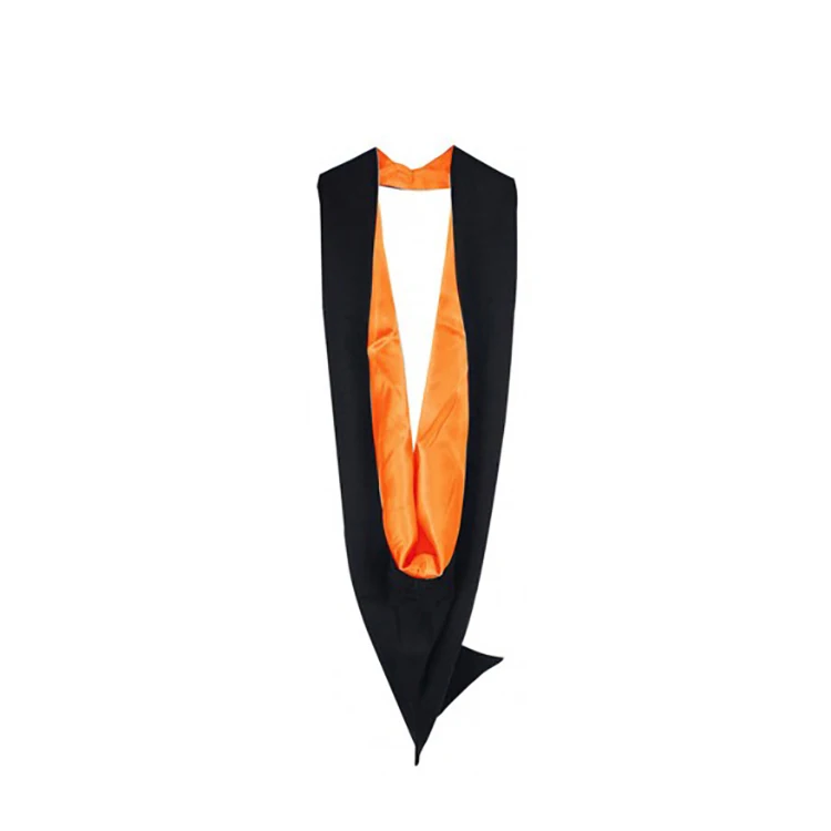 Bachelors graduation hood properly draped over academic gown Unisex graduation regalia hood worn on gown