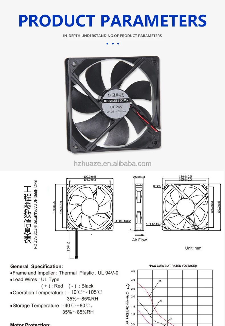 Brushless Cooling Fan, 12V, 120x120x25mm, Axial, 12025 - detail 16