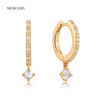 Mercery Ear Ring Aretes De Oro Jewelry 14K Real Gold Diamond Earring Cuffs Design Trendy Huggies Solid Gold Earrings