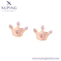 A00919410 XUPING Jewelry New crown zircon earrings rose gold color women simple daily elegant creative stud earring