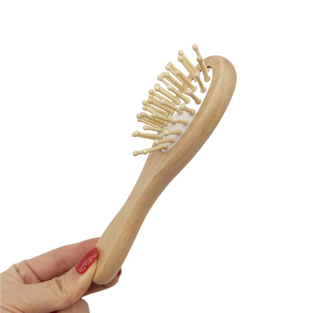 Wholesale Logo Custom Wooden Detangler Hairbrush Wood Paddle Hair Scalp