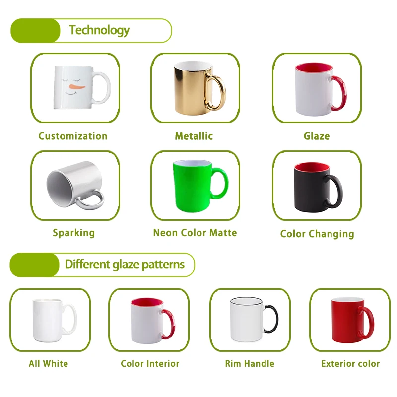 Coffee Mug Custom Logo 11oz Inner Rim Color Sublimation Outside Blank Ceramic CLASSIC Mugs HANDGRIP Custom Packing Acceptable