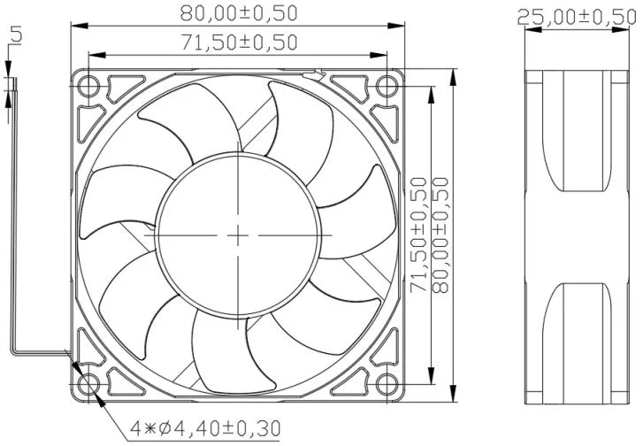 High Speed Cooling Fan, 80x25mm, 24V, PWM, IP55/IP68 - detail 2