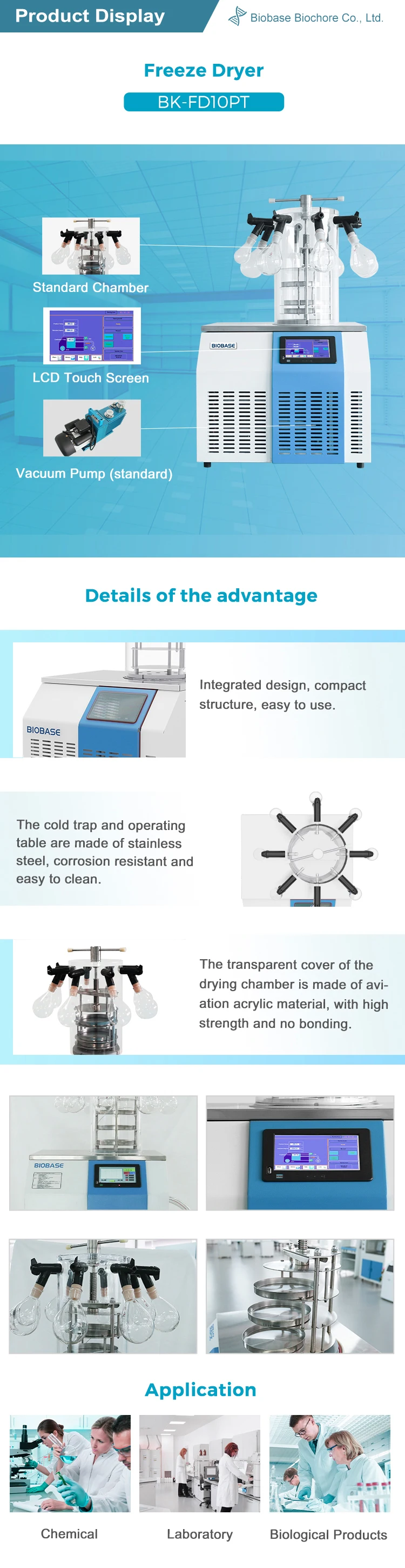 Biobase China Laboratory Freeze Drying Vacuum Freeze Dryer Lyophilizer