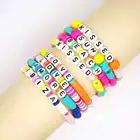 Silver Design Colorful Beads Alphabet Best Friends Love Plasitic Beads Bracelets Children DIY Beads Jewelry