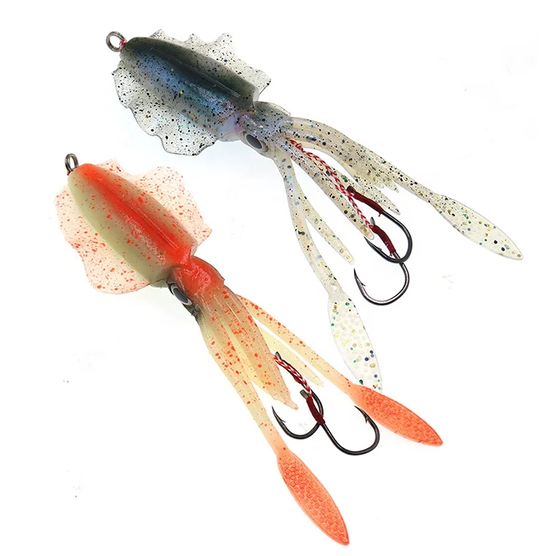 Soft Fishing Lures Luminous Squid Bait for Bass Saltwater Freshwater Glow Octopus Lure Soft Plastic Lure for Trout Salmon Crappie Fishing Artificial Silicone Soft Bait Set Squidy Soft Lure 
