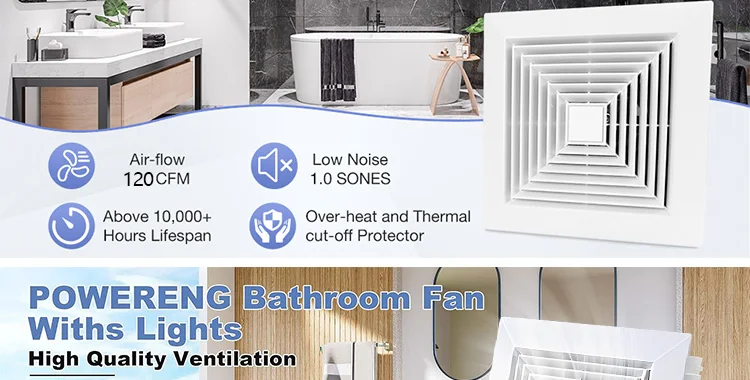 Square Bathroom Exhaust Fan, 10inches, 110CFM, 85V-265V - detail 10