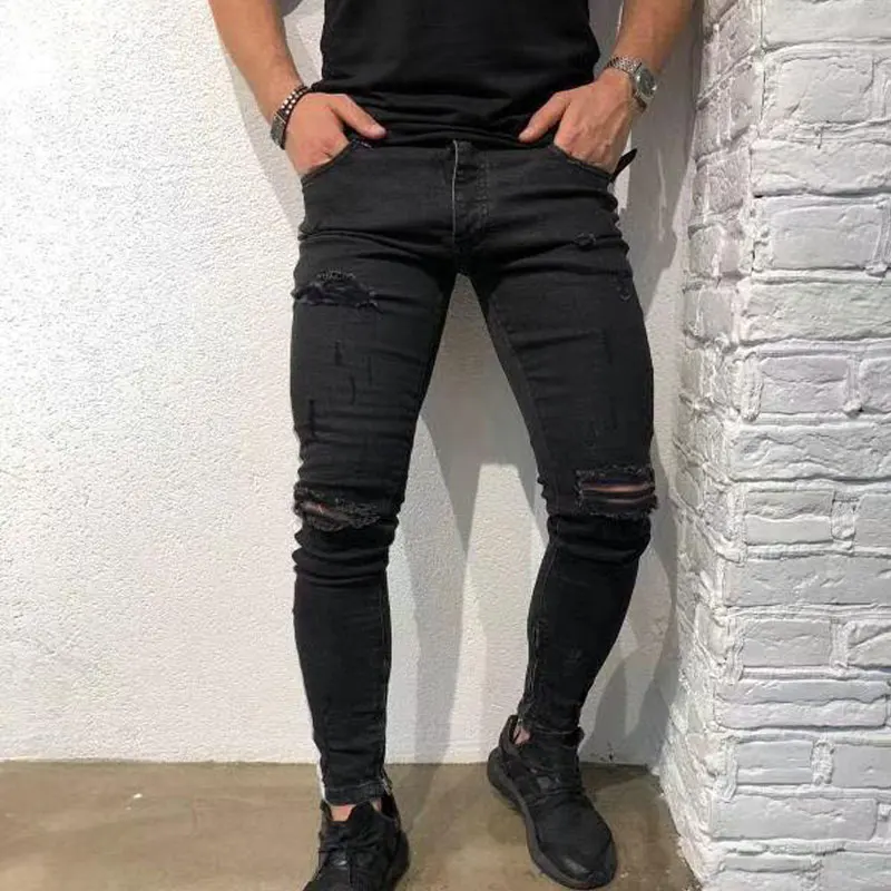 ripped bottom jeans mens