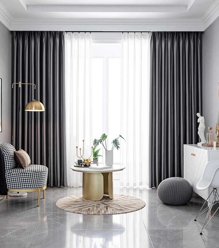 Room Darkening Grey Curtain, Polyester, Grommet - detail 14