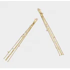 Earrings 10cm Long Personality Simple Brass Gold-plated Anti-allergy Pearls Tassel Earrings