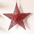 Star Hollow Design Flashing Christmas Tree Star Ornament Sequin Hanging 50cm Five-pointed Star Decoration