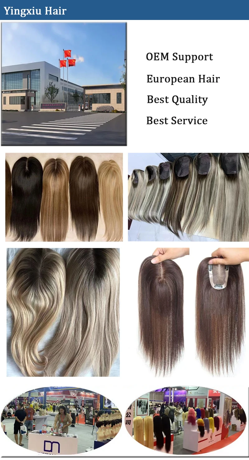 European Human Hair Highlight Blonde Silk Base Hairpiece Hand Tied